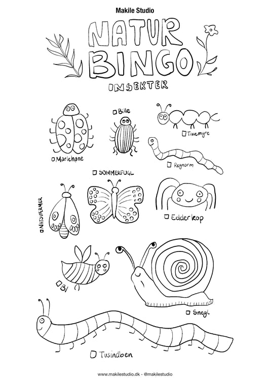 Naturbingo - Insekter (Gratis: print selv)